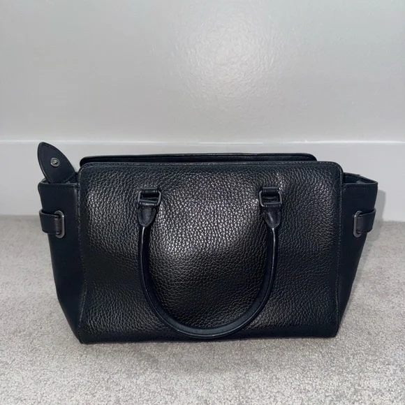 Coach Black Pebbled Leather Satchel with Chain Accent - Picture 2 of 5